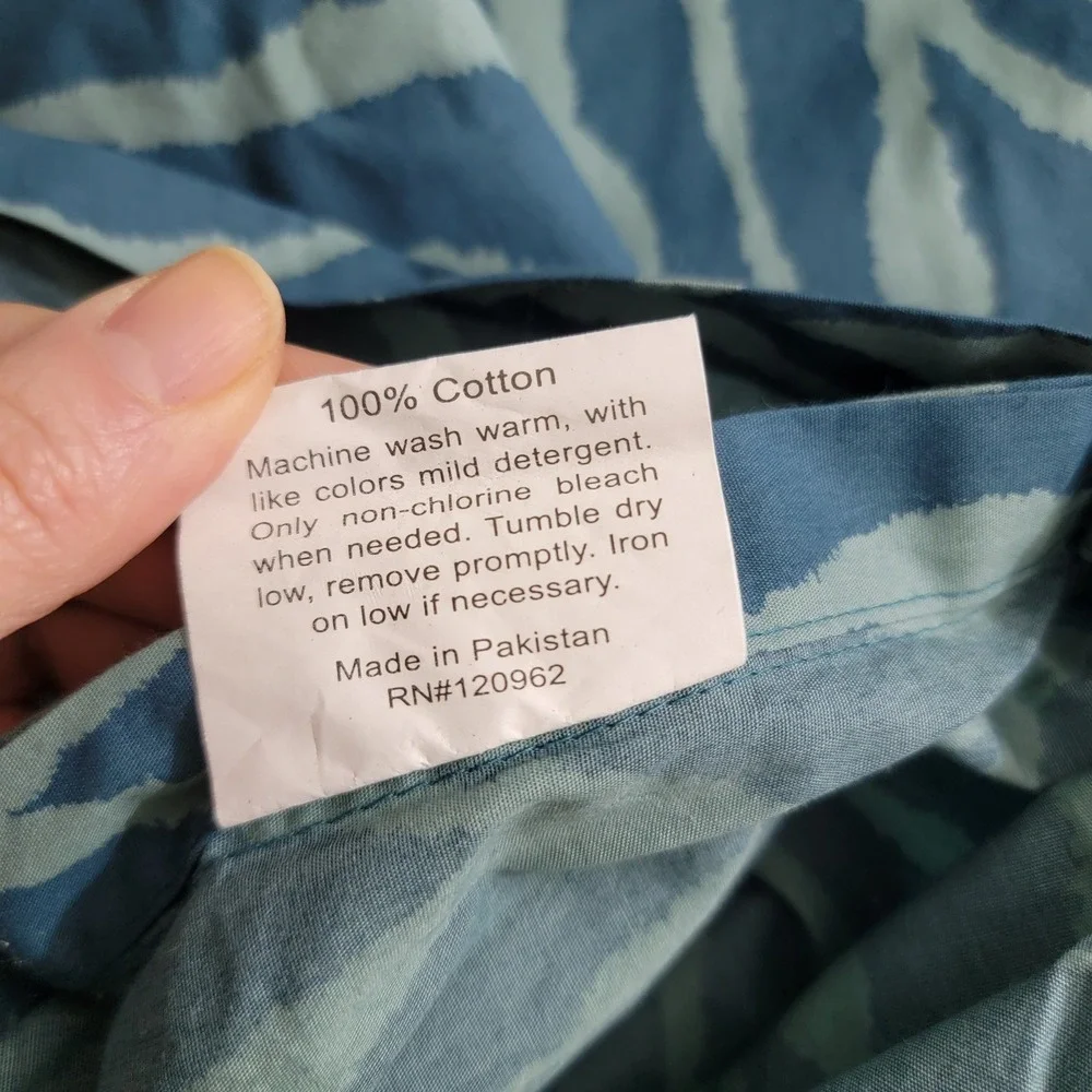 The Company Store Blue‎ Zebra Print 100% Cotton Duvet Cover King Teal Animal